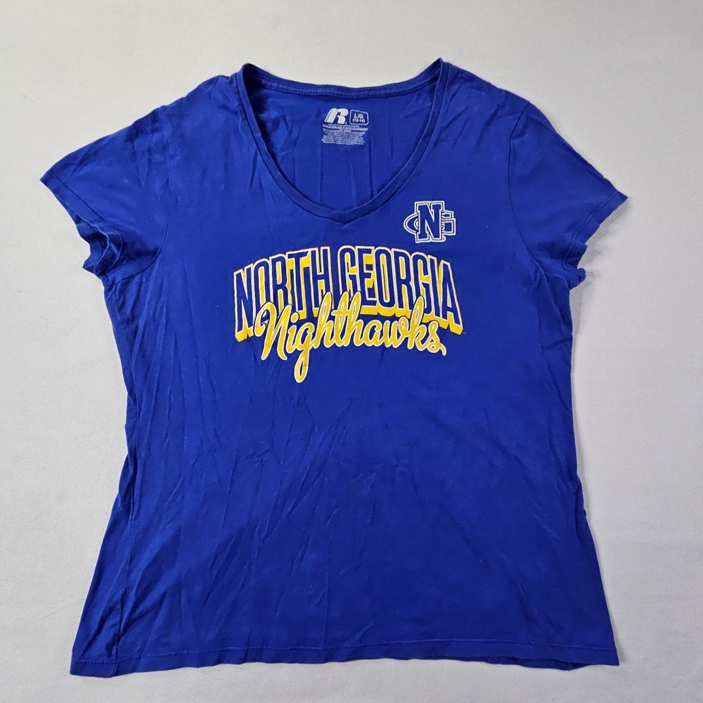 North Georgia Nighthawks Blue Short Sleeve V-Neck Cotton T-Shirt Women's L